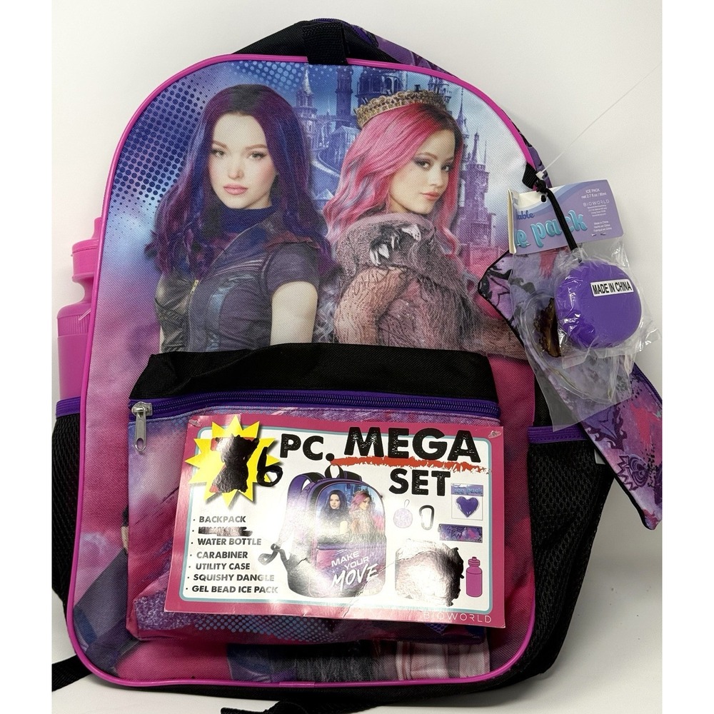 Disney Descendants 3 Mal Audrey 16in Backpack 6pc Set Bioworld NWT School Bag